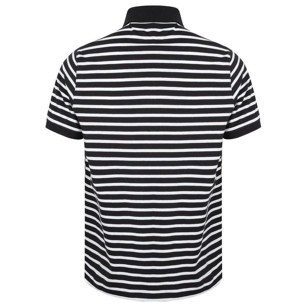 Navy-White - Back - Front Row Unisex Adult Striped Jersey Polo Shirt