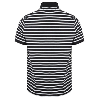 Navy-White - Back - Front Row Unisex Adult Striped Jersey Polo Shirt