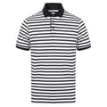 White-Navy - Front - Front Row Unisex Adult Striped Jersey Polo Shirt