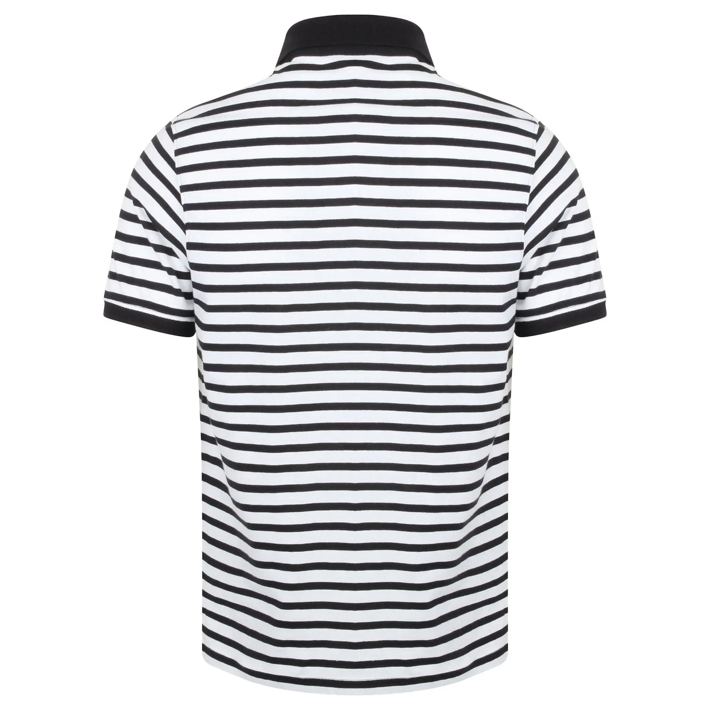 White-Navy - Back - Front Row Unisex Adult Striped Jersey Polo Shirt