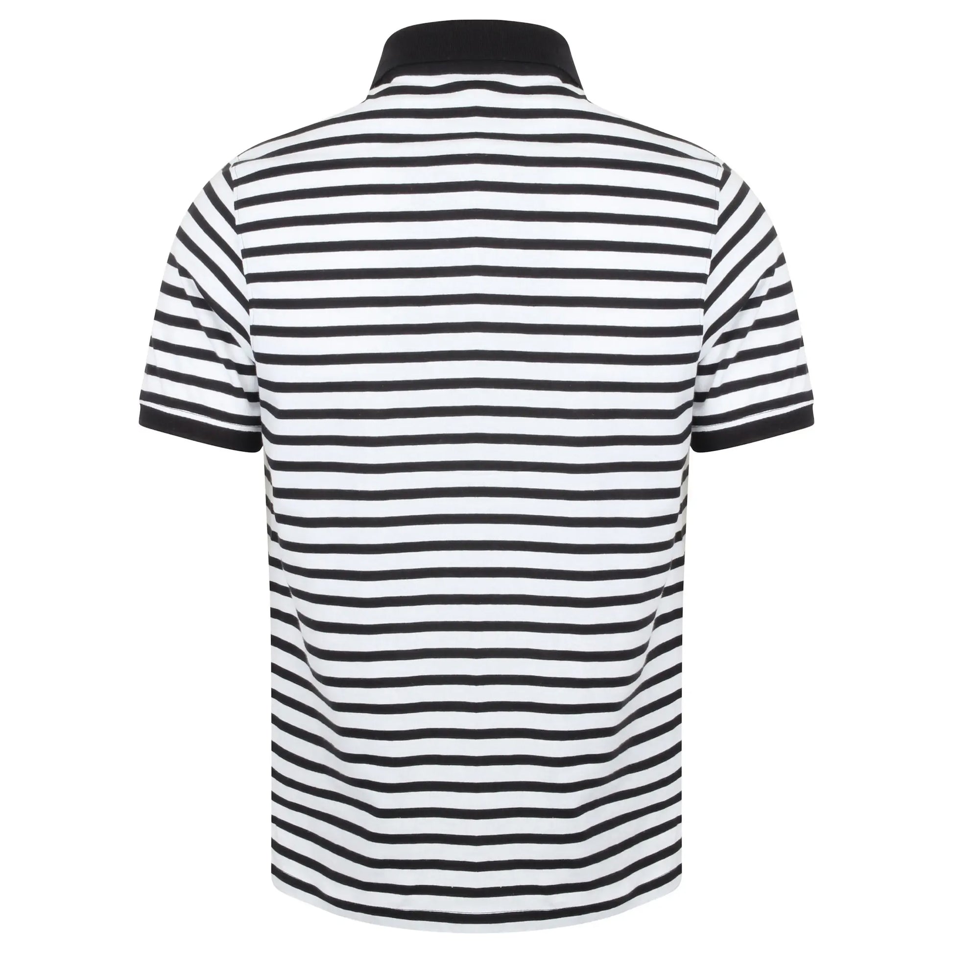 White-Navy - Back - Front Row Unisex Adult Striped Jersey Polo Shirt
