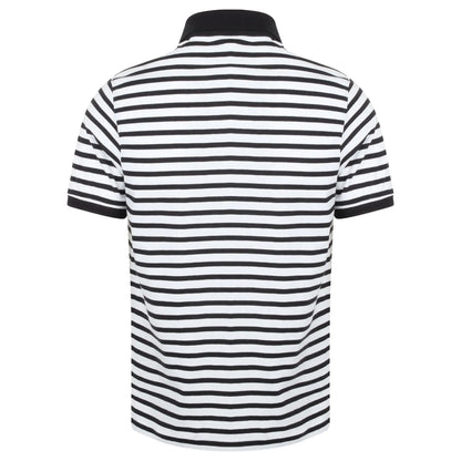 White-Navy - Back - Front Row Unisex Adult Striped Jersey Polo Shirt