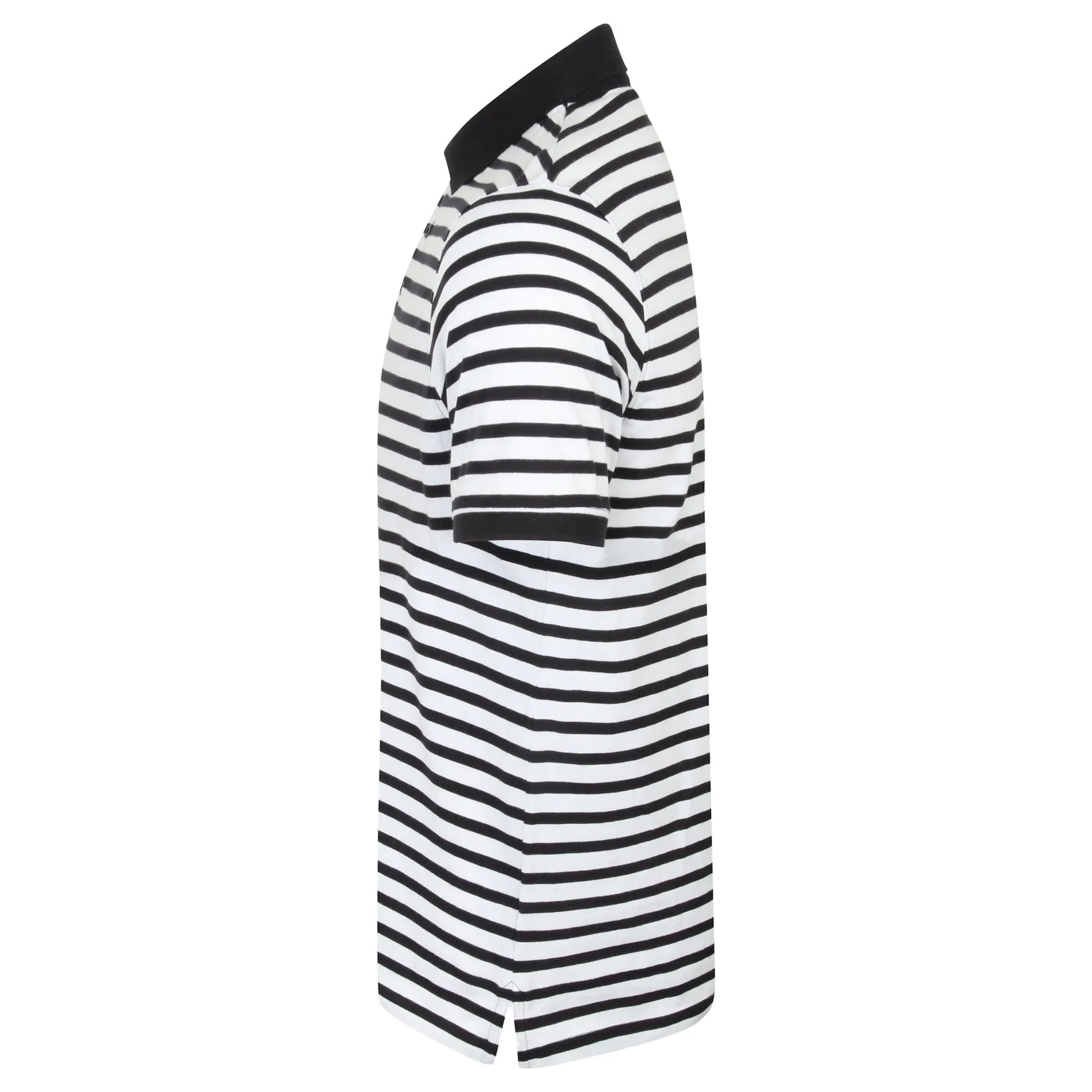 White-Navy - Side - Front Row Unisex Adult Striped Jersey Polo Shirt