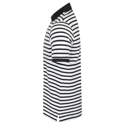 White-Navy - Side - Front Row Unisex Adult Striped Jersey Polo Shirt