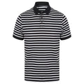 Navy-White - Front - Front Row Unisex Adult Striped Jersey Polo Shirt