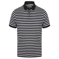 Navy-White - Front - Front Row Unisex Adult Striped Jersey Polo Shirt