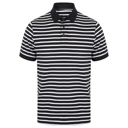 Navy-White - Front - Front Row Unisex Adult Striped Jersey Polo Shirt