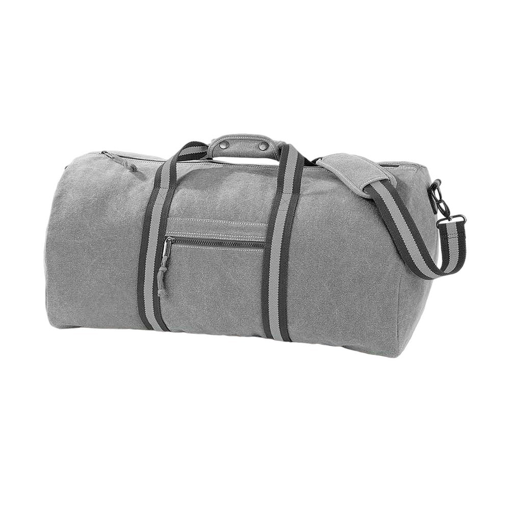 Vintage Light Grey - Front - Quadra Vintage Canvas Holdall
