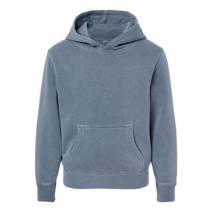 Pigment Slate Blue - Front - Independent Trading Co. Youth Midweight Pigment-Dyed Hooded Sweatshirt