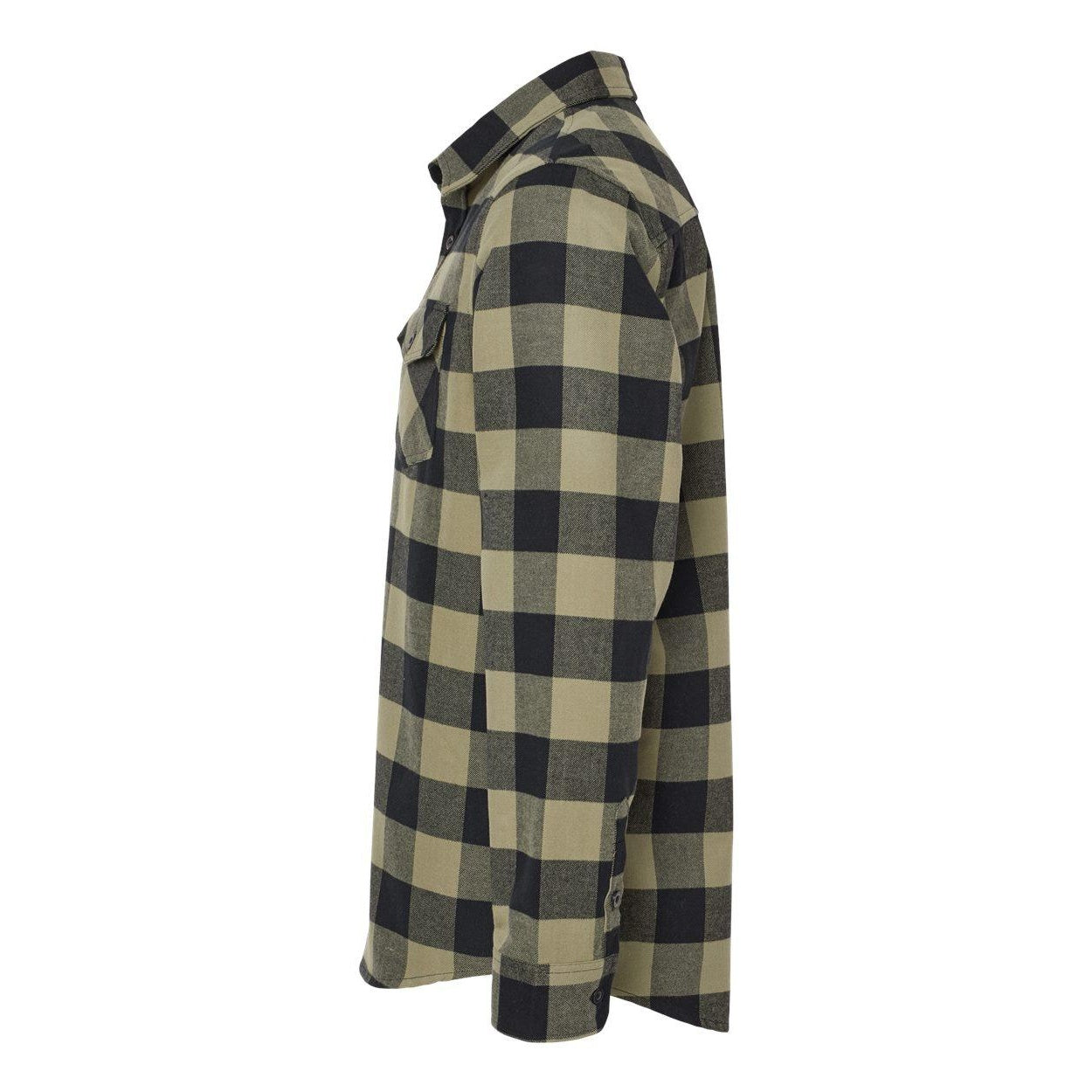 Olive- Black - Side - Independent Trading Co. Flannel Shirt
