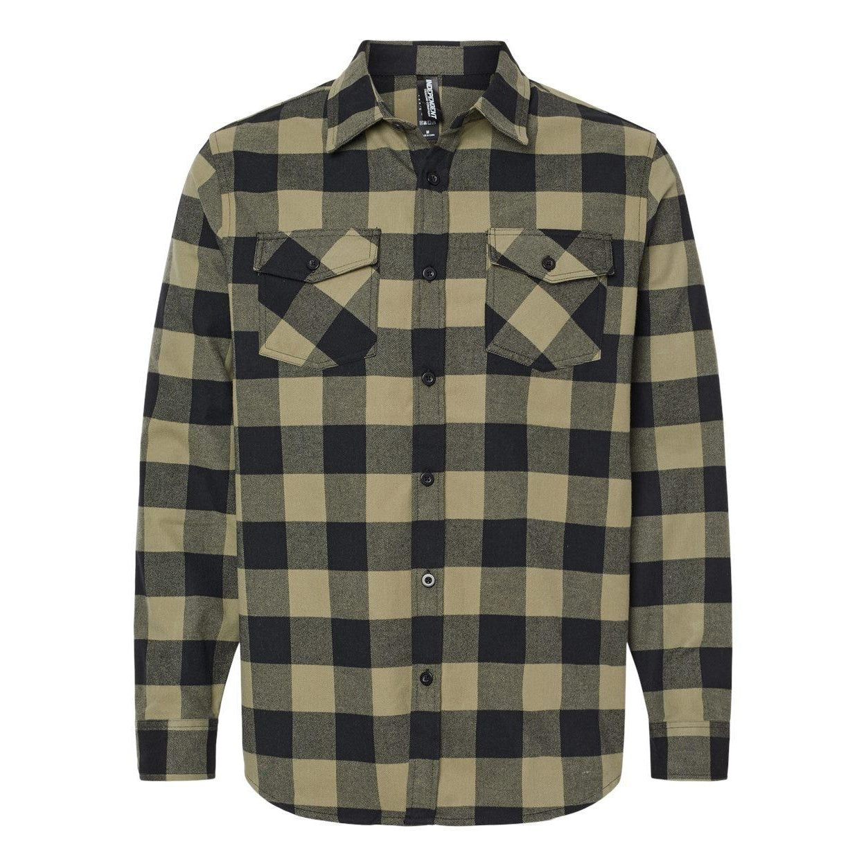 Olive- Black - Front - Independent Trading Co. Flannel Shirt