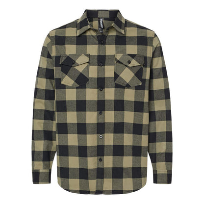 Olive- Black - Front - Independent Trading Co. Flannel Shirt