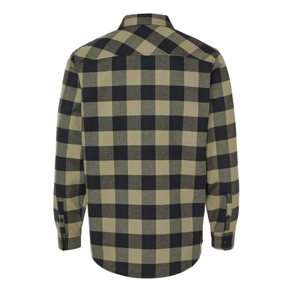 Olive- Black - Back - Independent Trading Co. Flannel Shirt