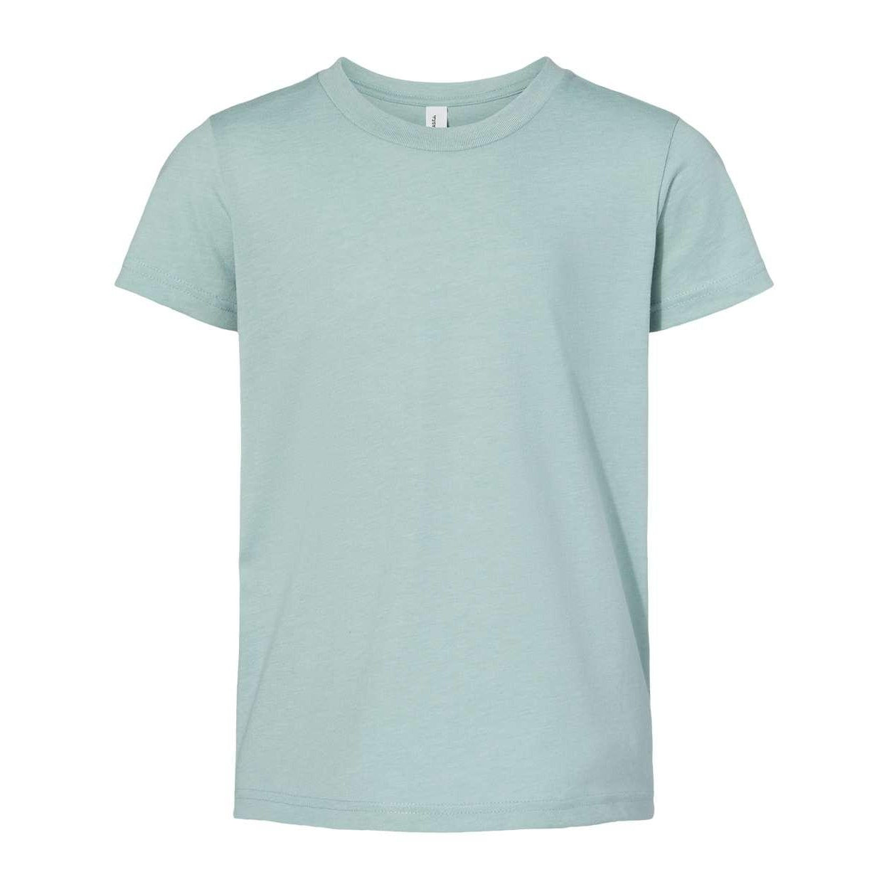 Heather Dusty Blue - Front - BELLA + CANVAS Youth CVC Jersey Tee