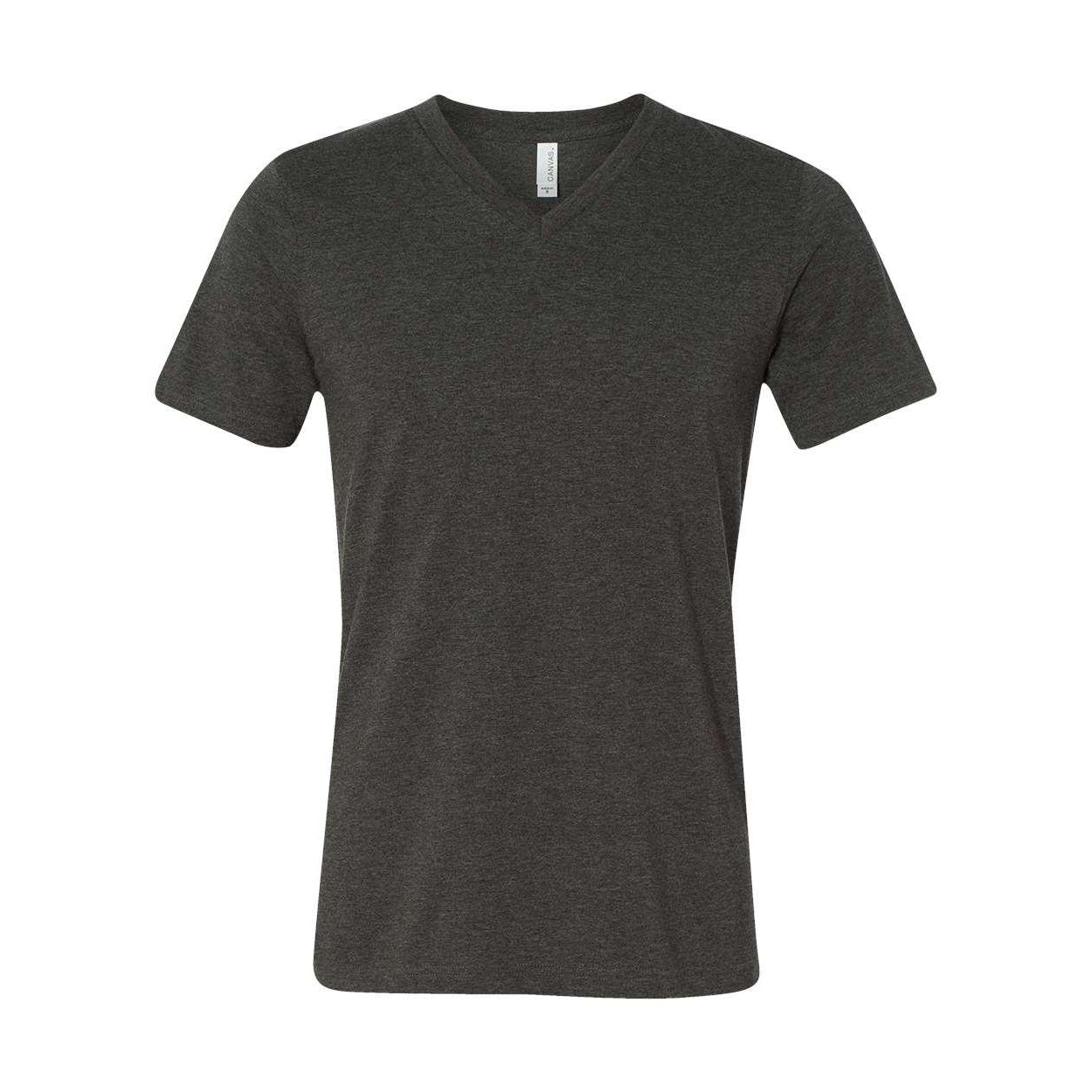 Dark Grey Heather - Front - BELLA + CANVAS Heather CVC V-Neck Tee