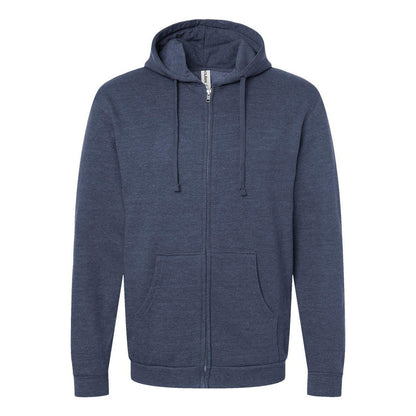 Heather Denim - Front - Tultex Unisex Full-Zip Hooded Sweatshirt