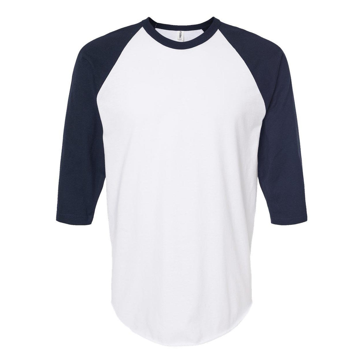 White- Navy - Front - Tultex Unisex Fine Jersey Raglan T-Shirt