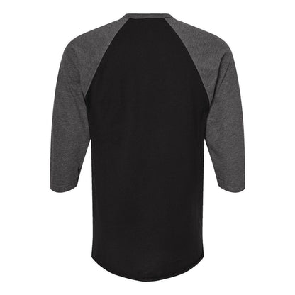 Black- Heather Charcoal - Back - Tultex Unisex Fine Jersey Raglan T-Shirt