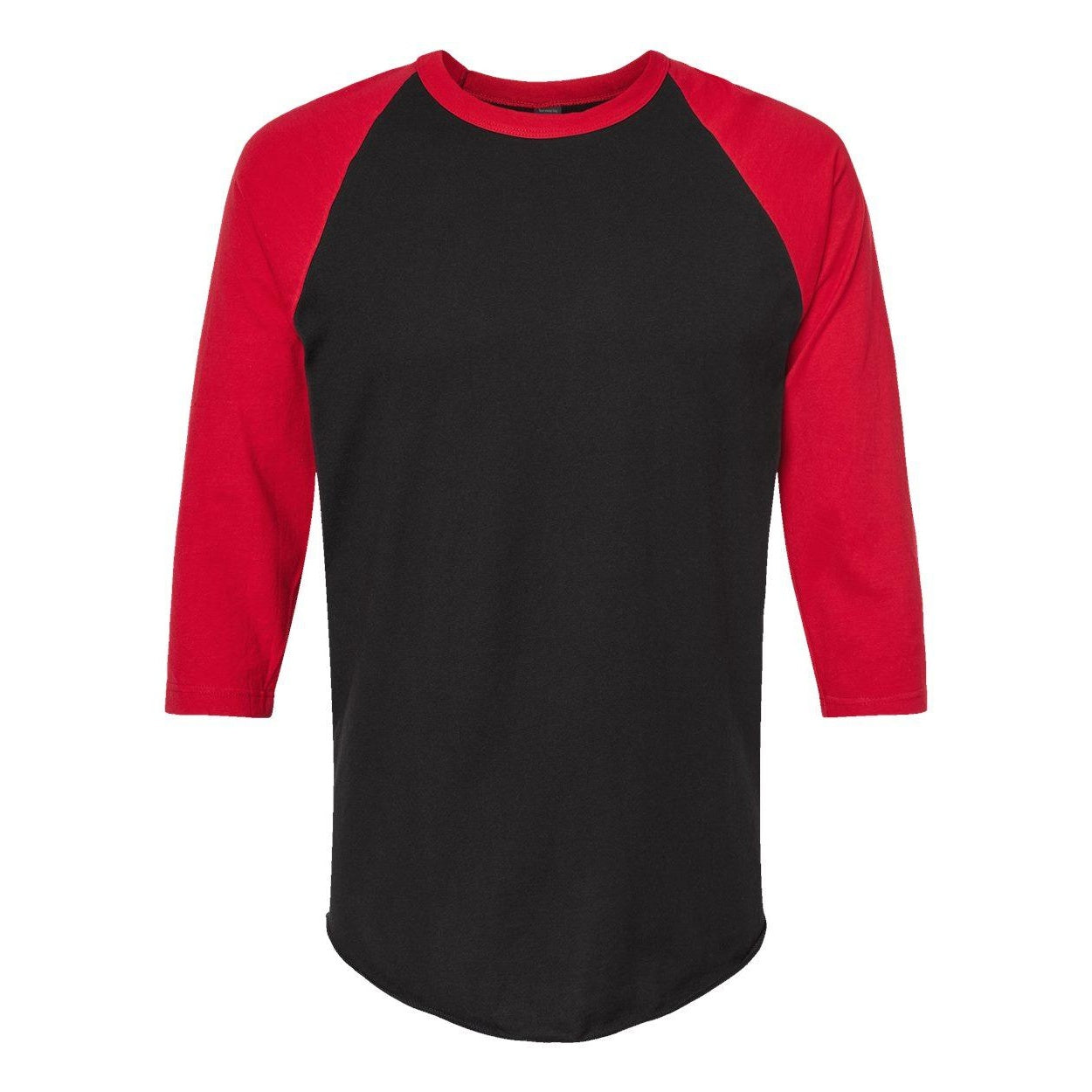 Black- Red - Front - Tultex Unisex Fine Jersey Raglan T-Shirt