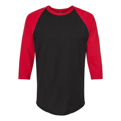 Black- Red - Front - Tultex Unisex Fine Jersey Raglan T-Shirt