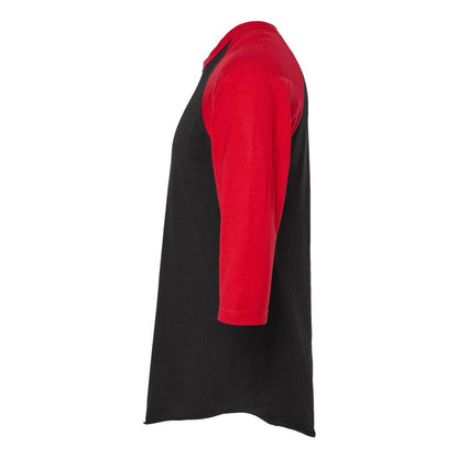 Black- Red - Side - Tultex Unisex Fine Jersey Raglan T-Shirt