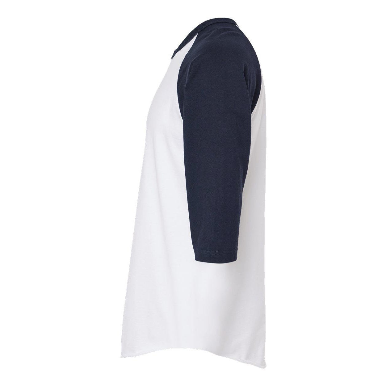 White- Navy - Side - Tultex Unisex Fine Jersey Raglan T-Shirt