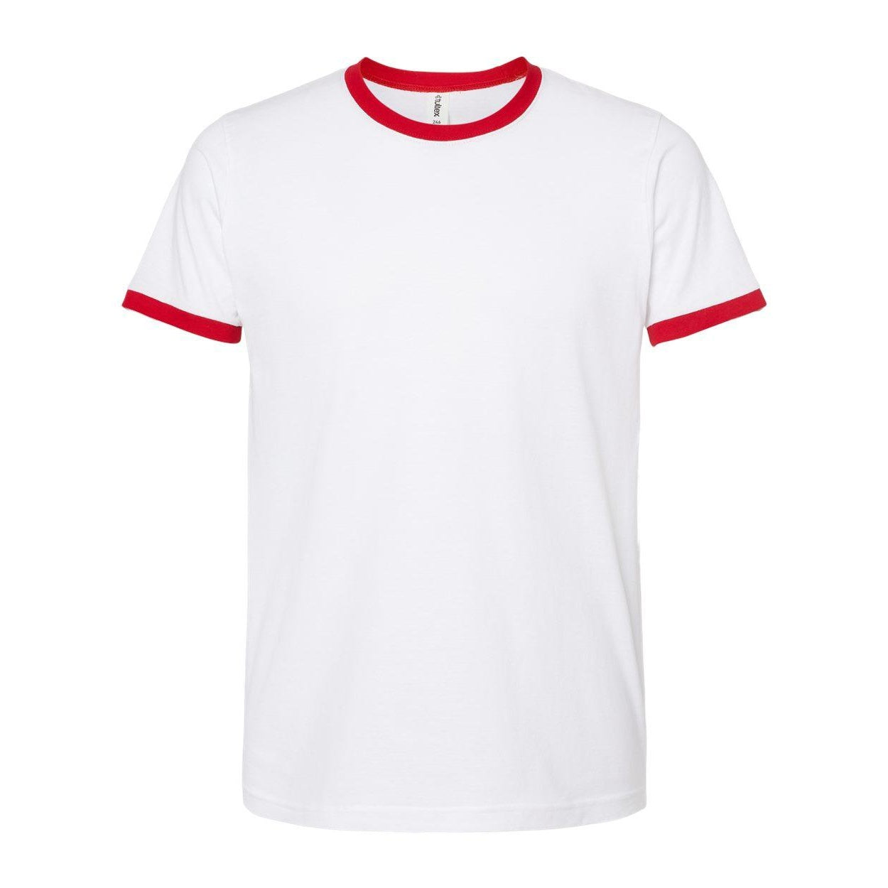 White- Red - Front - Tultex Unisex Fine Jersey Ringer T-Shirt