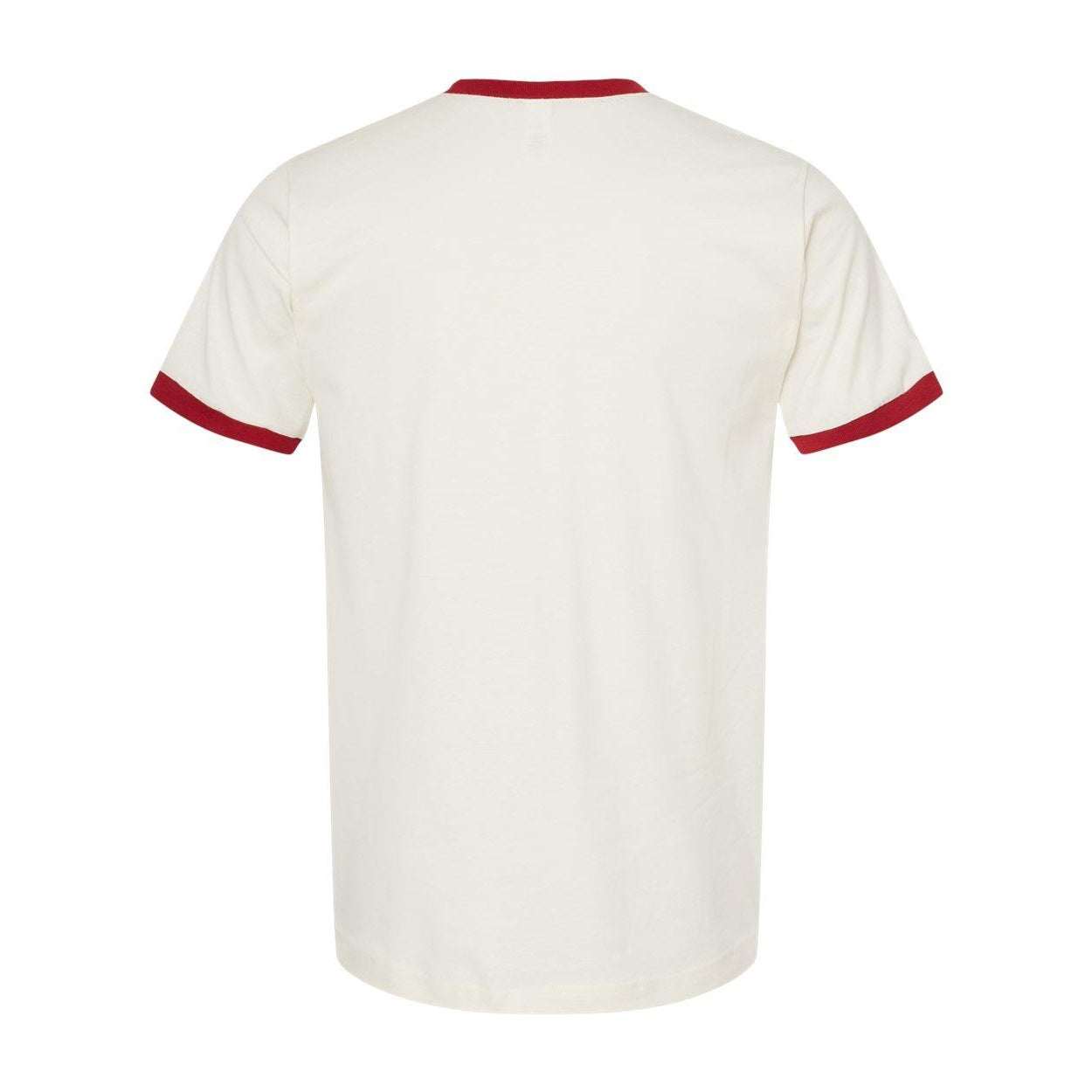 Vintage White- Rio Red - Back - Tultex Unisex Fine Jersey Ringer T-Shirt