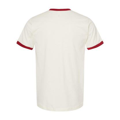 Vintage White- Rio Red - Back - Tultex Unisex Fine Jersey Ringer T-Shirt