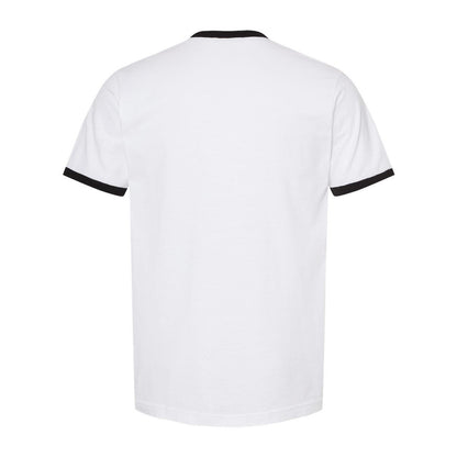 White- Black - Back - Tultex Unisex Fine Jersey Ringer T-Shirt