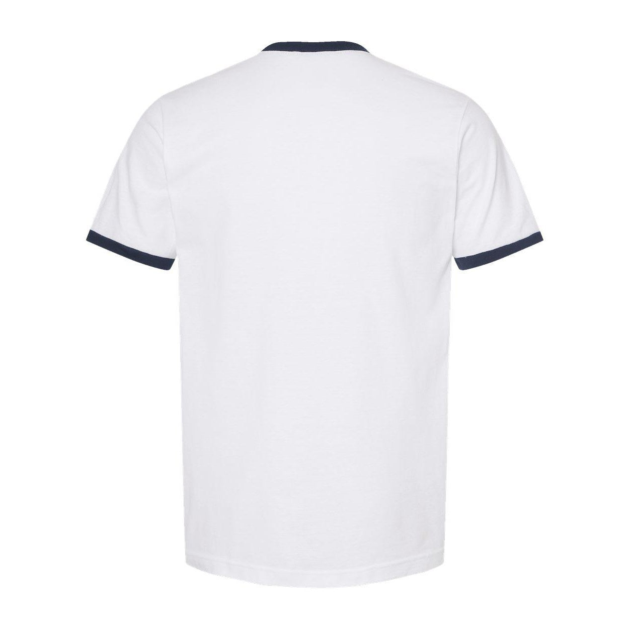 White- Navy - Back - Tultex Unisex Fine Jersey Ringer T-Shirt