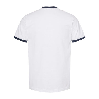 White- Navy - Back - Tultex Unisex Fine Jersey Ringer T-Shirt
