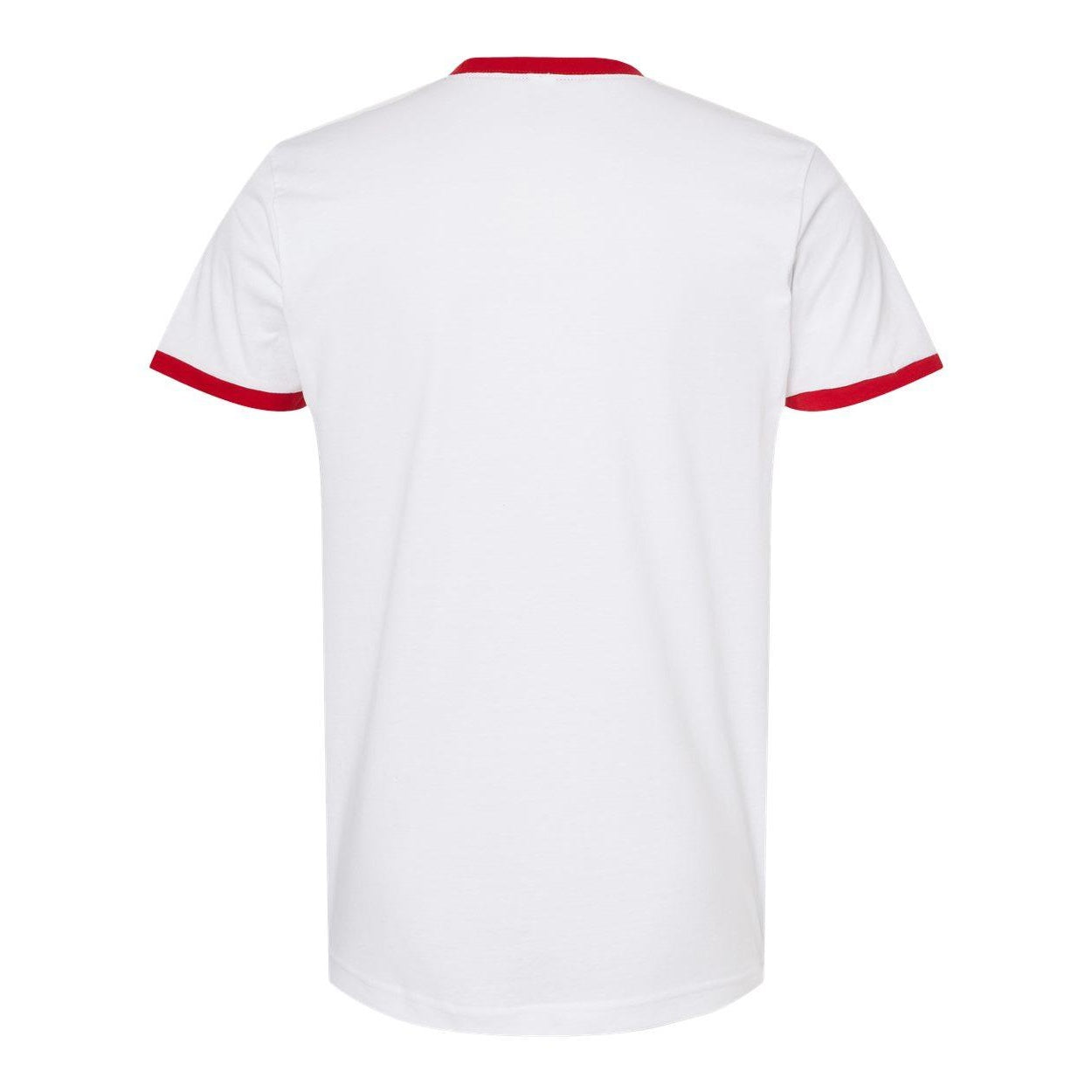 White- Red - Back - Tultex Unisex Fine Jersey Ringer T-Shirt