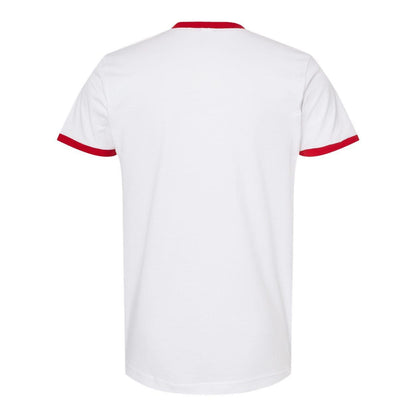 White- Red - Back - Tultex Unisex Fine Jersey Ringer T-Shirt