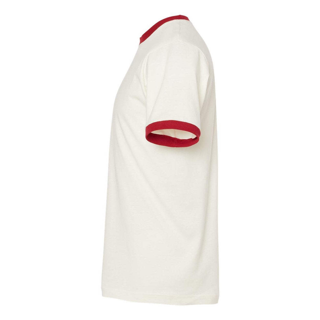 Vintage White- Rio Red - Side - Tultex Unisex Fine Jersey Ringer T-Shirt