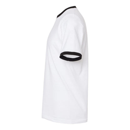 White- Black - Side - Tultex Unisex Fine Jersey Ringer T-Shirt
