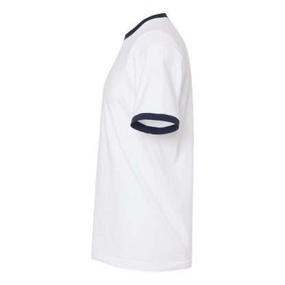 White- Navy - Side - Tultex Unisex Fine Jersey Ringer T-Shirt