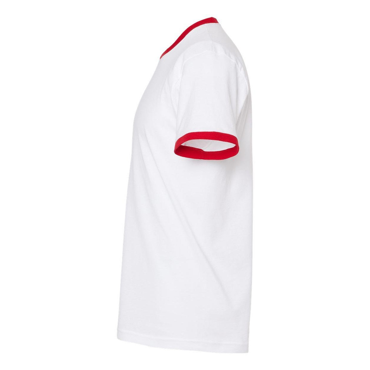 White- Red - Side - Tultex Unisex Fine Jersey Ringer T-Shirt