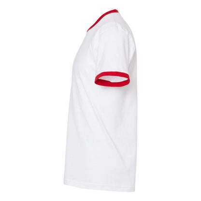 White- Red - Side - Tultex Unisex Fine Jersey Ringer T-Shirt