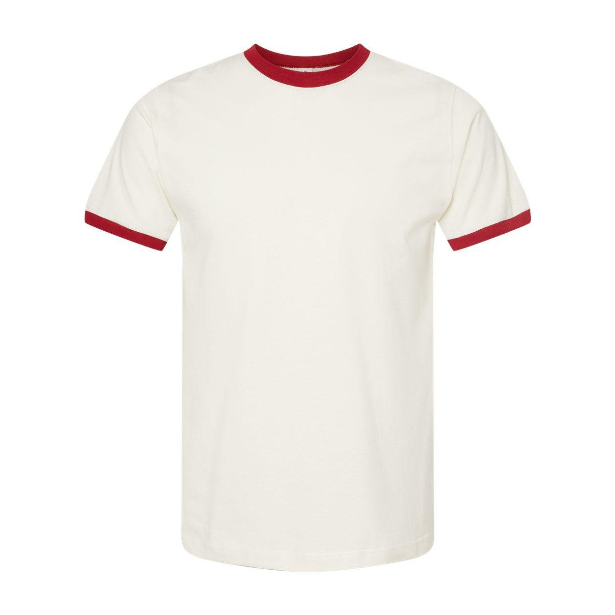 Vintage White- Rio Red - Front - Tultex Unisex Fine Jersey Ringer T-Shirt