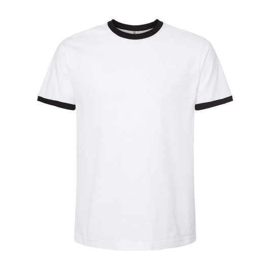 White- Black - Front - Tultex Unisex Fine Jersey Ringer T-Shirt