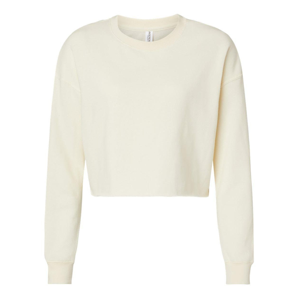 Bone - Front - Independent Trading Co. Women's Lightweight Cropped Crew Pullover