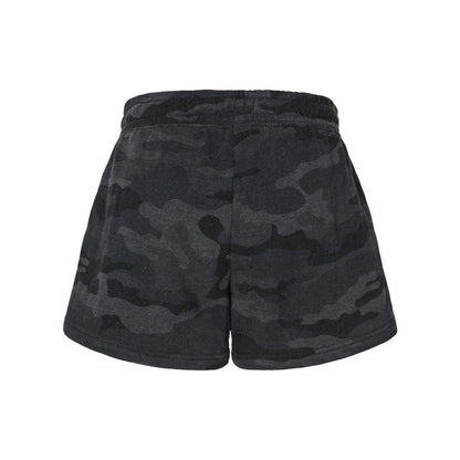 Black Camo Heather - Back - Independent Trading Co. Womens Lightweight California Wave Wash Sweatshorts