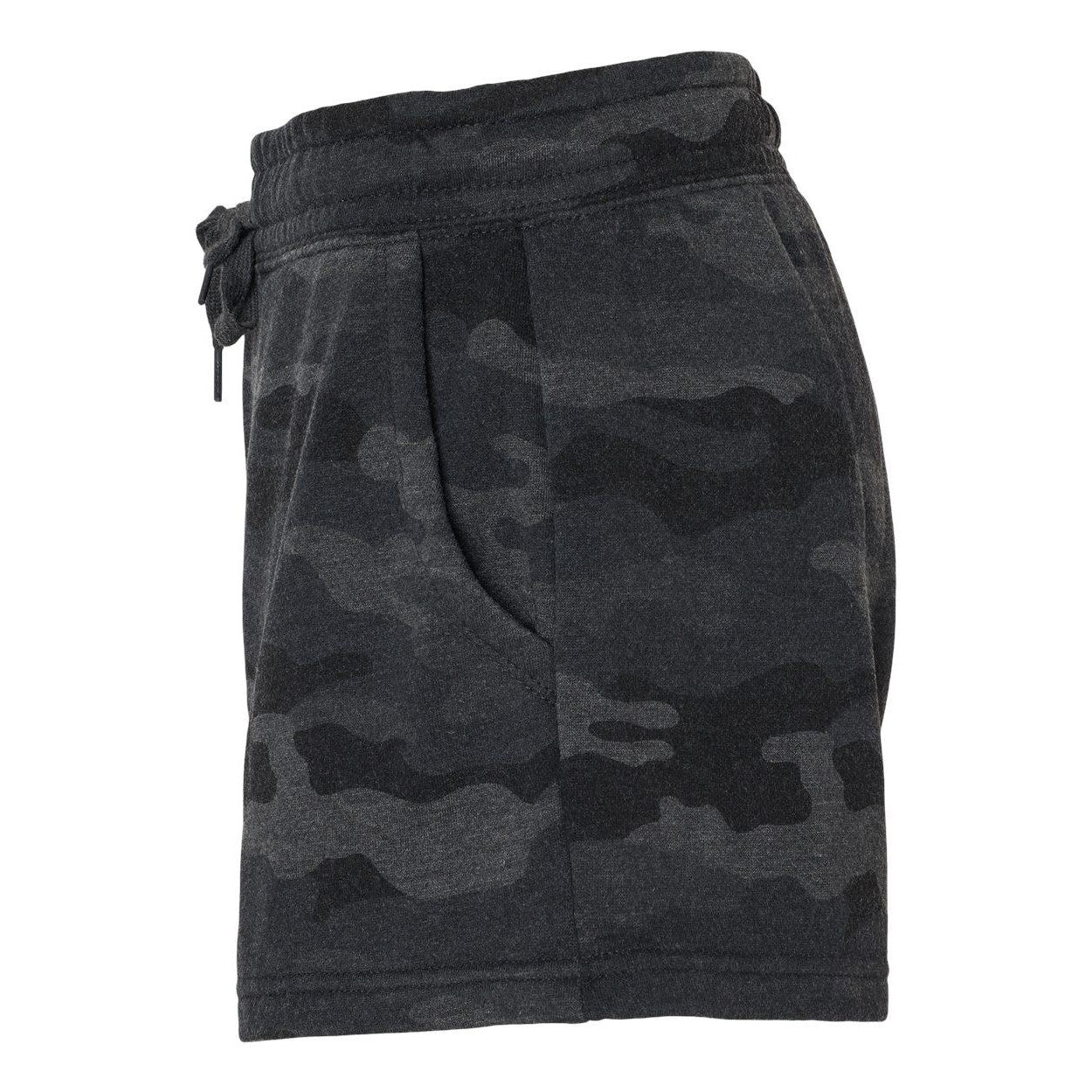 Black Camo Heather - Side - Independent Trading Co. Womens Lightweight California Wave Wash Sweatshorts