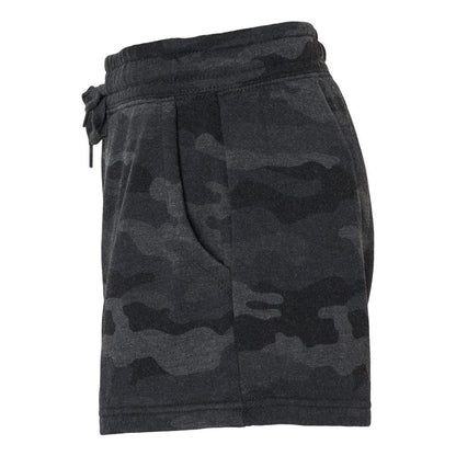 Black Camo Heather - Side - Independent Trading Co. Womens Lightweight California Wave Wash Sweatshorts