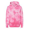Tie Dye Pink - Front - Independent Trading Co. Youth Midweight Tie-Dye Hooded Pullover