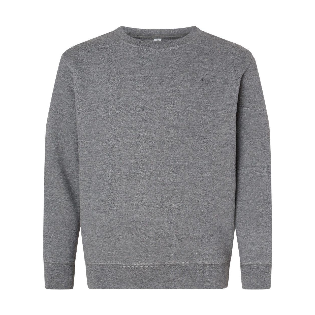 Granite Heather - Front - LAT Youth Elevated Fleece Crewneck Sweatshirt