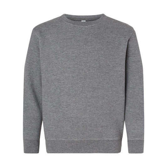 Granite Heather - Front - LAT Youth Elevated Fleece Crewneck Sweatshirt