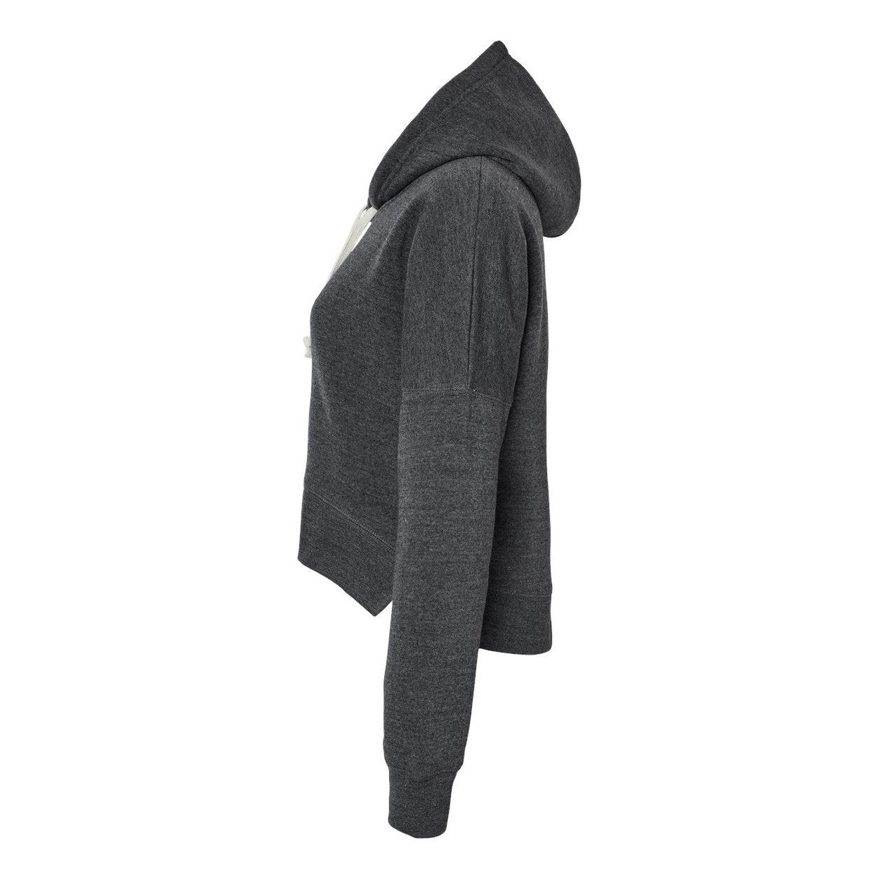 Black Triblend - Side - J. America Women's Crop Hooded Sweatshirt