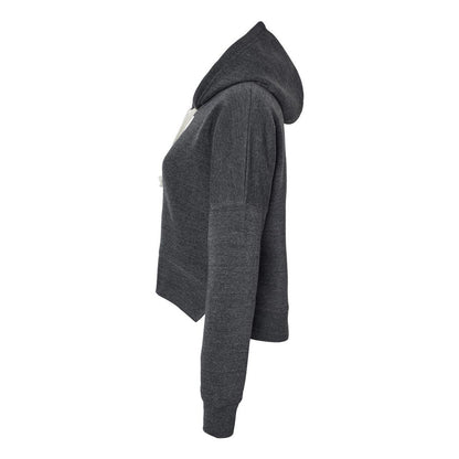 Black Triblend - Side - J. America Women's Crop Hooded Sweatshirt
